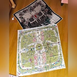 Lot Of 2 Talbots 100% Silk Scarves Busy Spring Park And New England NWT